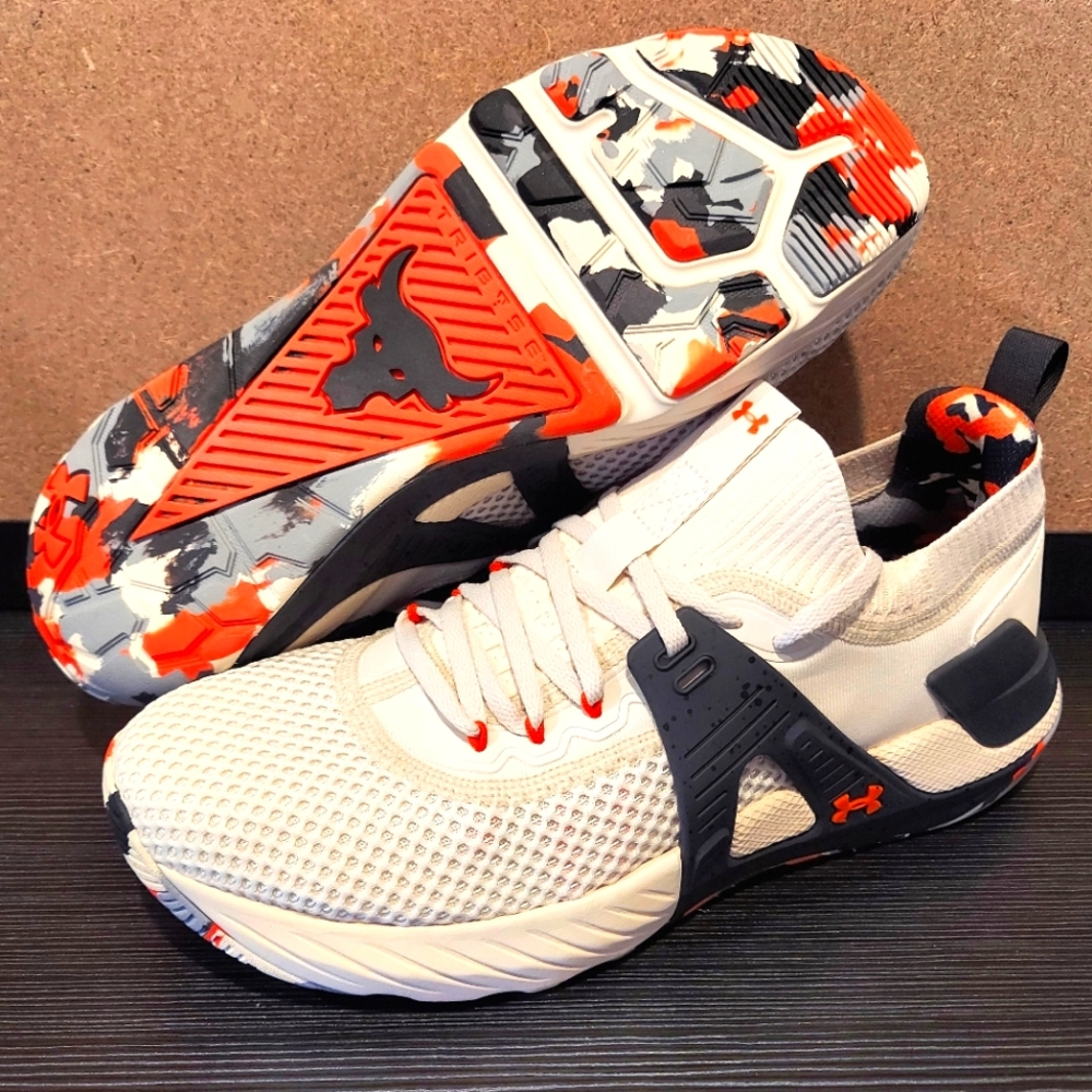 Under Armour Project Rock 4 Marble Training Shoes 3025955-106 Stone Mens Size 11